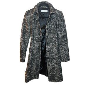 Women’s Tahari Vintage Peacoat Black And White Polyester /wool Size XS 90s Y2K